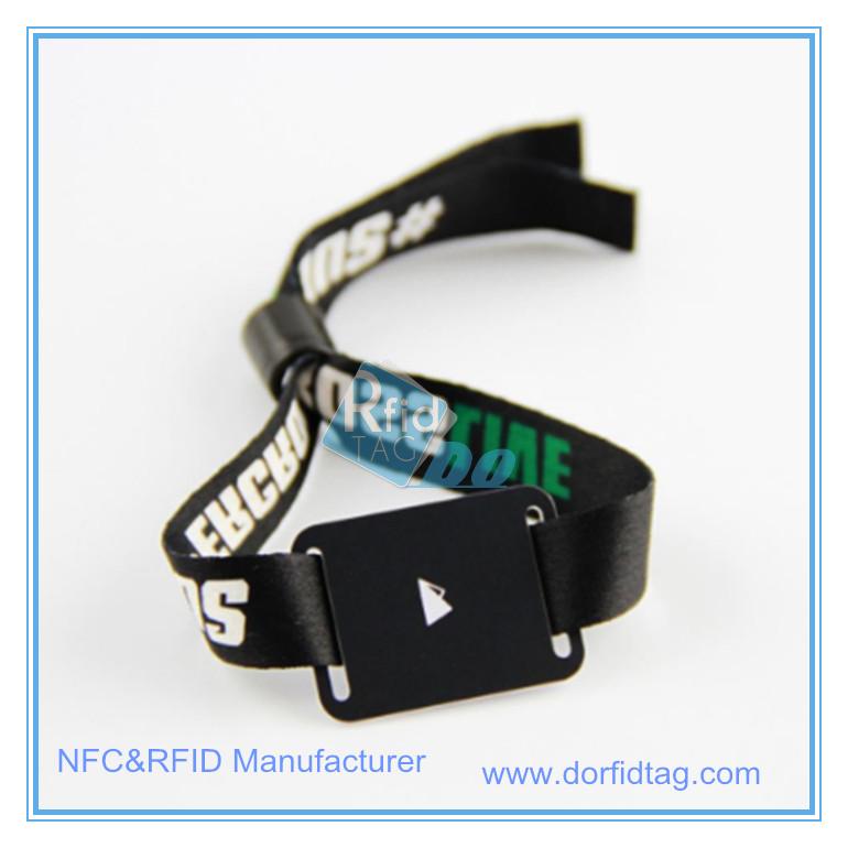 ISO14443A MIFARE Classic 1K RFID Festival woven fabric wristband